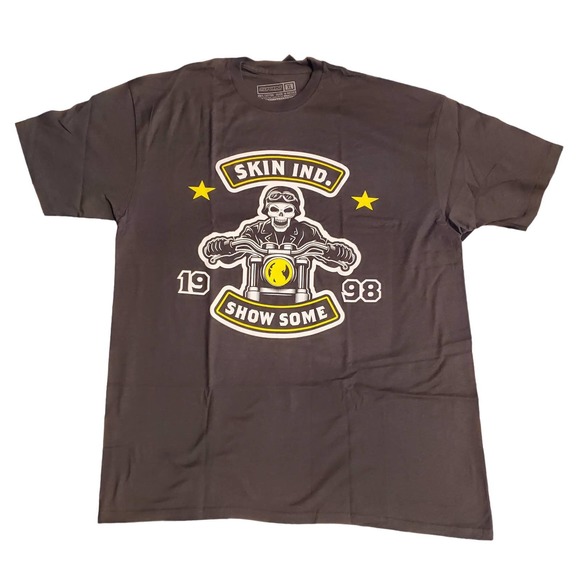 Skin Ind.  Show Some Skeleton on Motorcycle NWOT Size XL Mens T Shirt - Picture 2 of 4